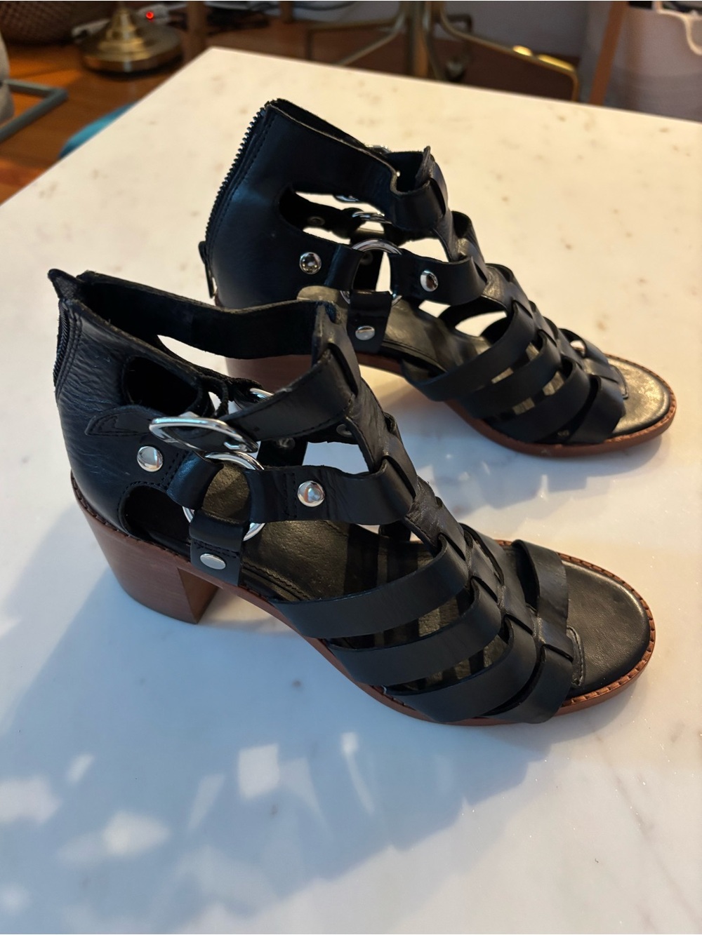 Frye harness gladiator heeled sandals